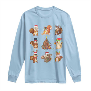 Funny Squirrel Christmas Santa Reindeer Long Sleeve Shirt TS09 Light Blue Print Your Wear