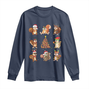 Funny Squirrel Christmas Santa Reindeer Long Sleeve Shirt TS09 Navy Print Your Wear