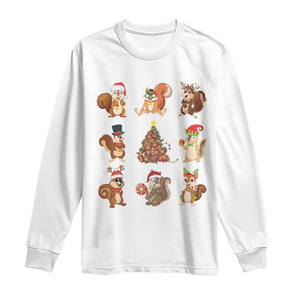 Funny Squirrel Christmas Santa Reindeer Long Sleeve Shirt TS09 White Print Your Wear