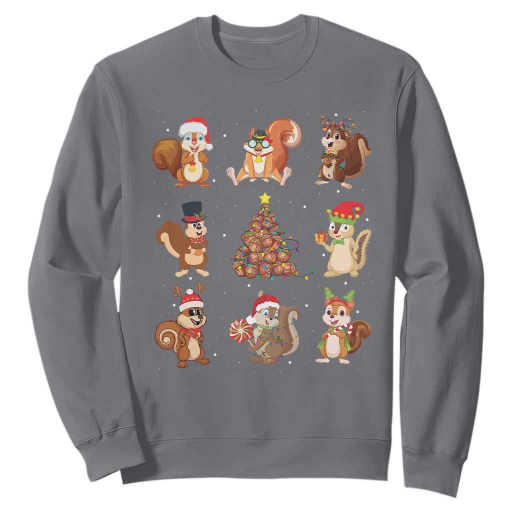 Funny Squirrel Christmas Santa Reindeer Sweatshirt TS09 Charcoal Print Your Wear