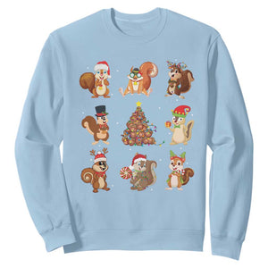 Funny Squirrel Christmas Santa Reindeer Sweatshirt TS09 Light Blue Print Your Wear