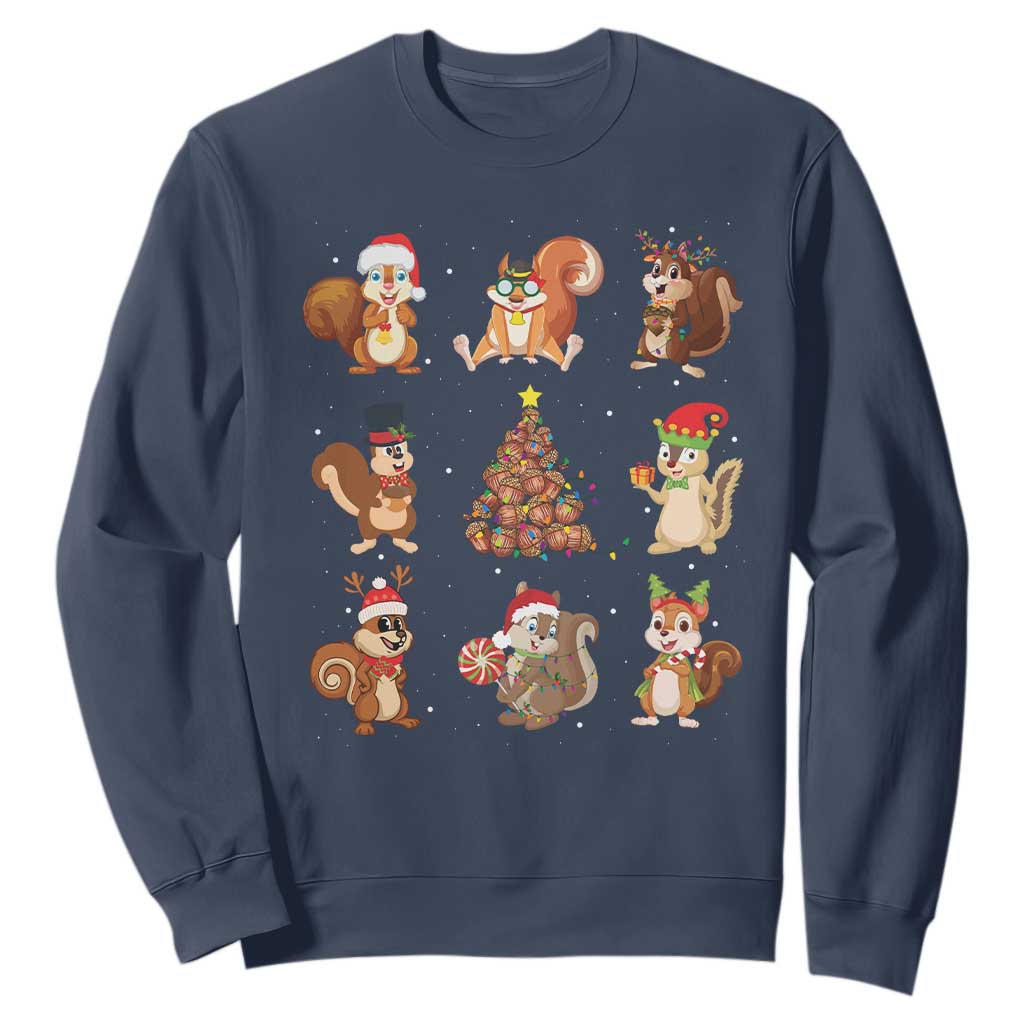 Funny Squirrel Christmas Santa Reindeer Sweatshirt TS09 Navy Print Your Wear