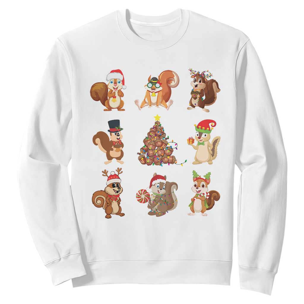 Funny Squirrel Christmas Santa Reindeer Sweatshirt TS09 White Print Your Wear