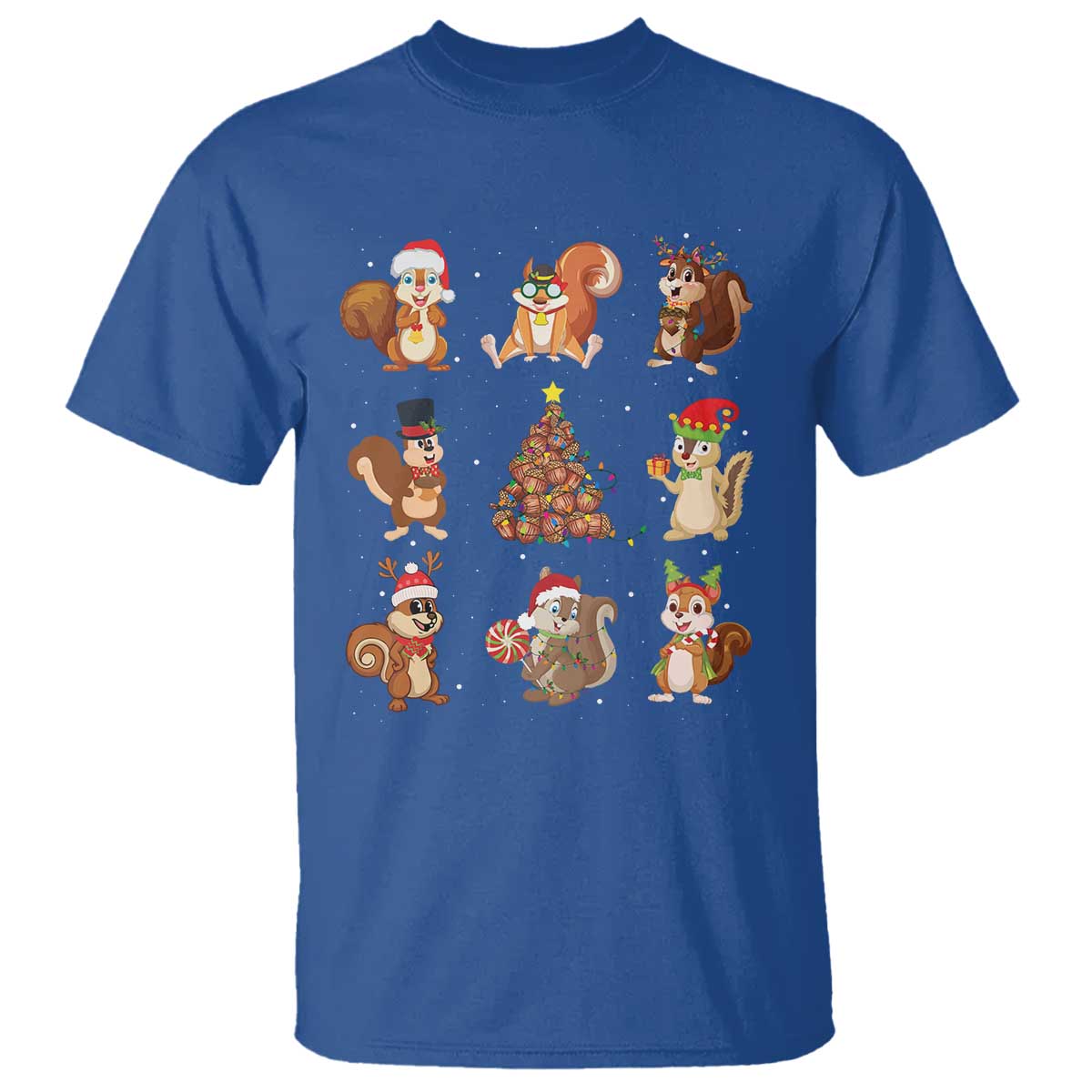 Funny Squirrel Christmas Santa Reindeer T Shirt TS09 Royal Blue Print Your Wear