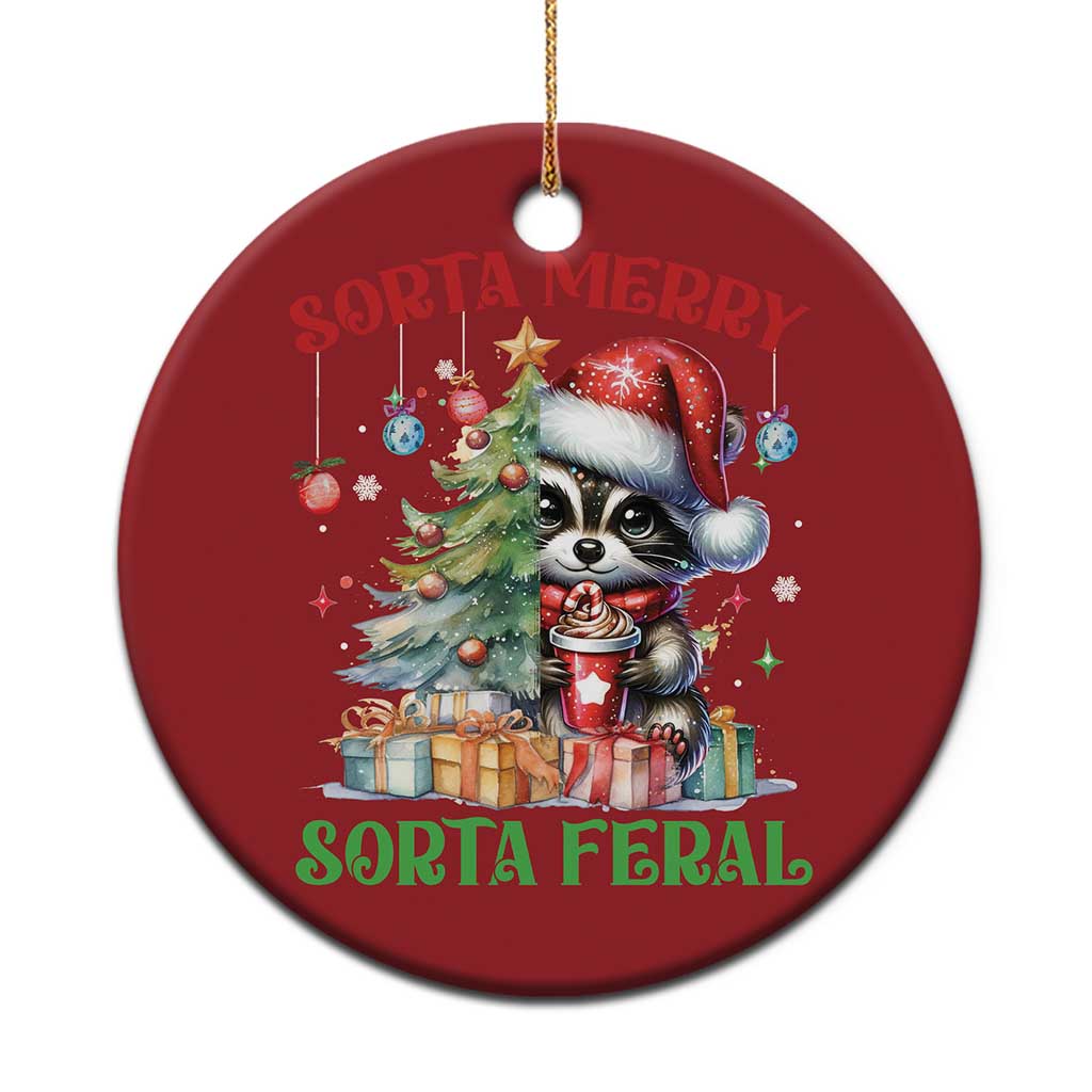 Funny Xmas Raccoon Christmas Ornament Sorta Merry Sorta Feral Merry Trashmas TS09 Print Your Wear