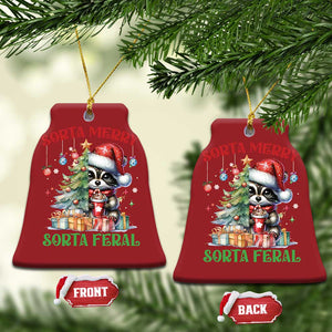 Funny Xmas Raccoon Christmas Ornament Sorta Merry Sorta Feral Merry Trashmas TS09 Bell Flake Red Print Your Wear