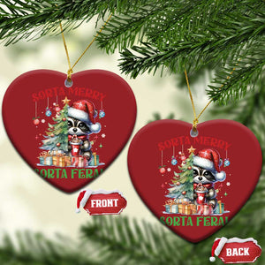 Funny Xmas Raccoon Christmas Ornament Sorta Merry Sorta Feral Merry Trashmas TS09 Heart Red Print Your Wear