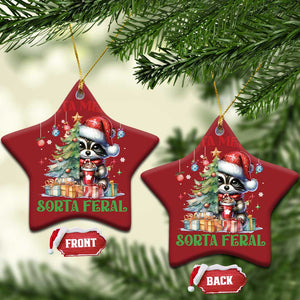 Funny Xmas Raccoon Christmas Ornament Sorta Merry Sorta Feral Merry Trashmas TS09 Star Red Print Your Wear