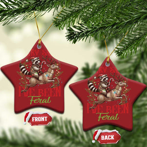 Funny Xmas Raccoon Christmas Ornament Sorry Santa I've Been Feral Reindeer TS09 Star Red Print Your Wear