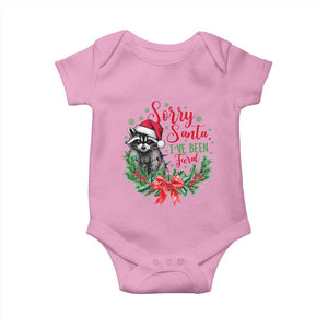 Funny Christmas Baby Onesie Sorry Santa I've Been Feral Raccoon TS09 Light Pink Print Your Wear