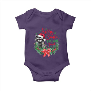 Funny Christmas Baby Onesie Sorry Santa I've Been Feral Raccoon TS09 Purple Print Your Wear