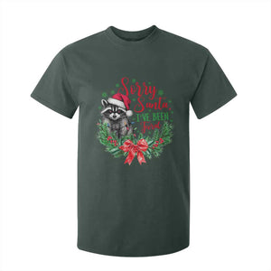 Funny Christmas T Shirt For Kid Sorry Santa I've Been Feral Raccoon TS09 Dark Forest Green Print Your Wear