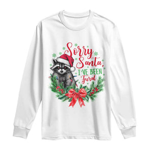 Funny Christmas Long Sleeve Shirt Sorry Santa I've Been Feral Raccoon TS09 White Print Your Wear