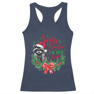 Funny Christmas Racerback Tank Top Sorry Santa I've Been Feral Raccoon TS09 Navy Print Your Wear