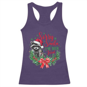 Funny Christmas Racerback Tank Top Sorry Santa I've Been Feral Raccoon TS09 Purple Print Your Wear