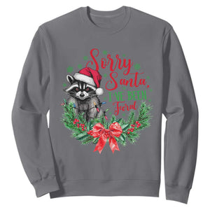 Funny Christmas Sweatshirt Sorry Santa I've Been Feral Raccoon TS09 Charcoal Print Your Wear