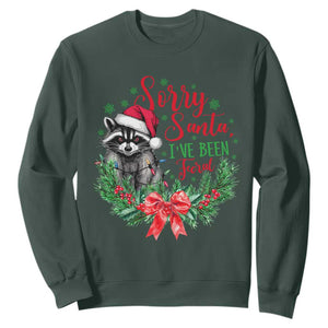 Funny Christmas Sweatshirt Sorry Santa I've Been Feral Raccoon TS09 Dark Forest Green Print Your Wear