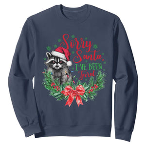 Funny Christmas Sweatshirt Sorry Santa I've Been Feral Raccoon TS09 Navy Print Your Wear