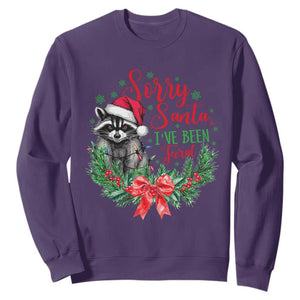 Funny Christmas Sweatshirt Sorry Santa I've Been Feral Raccoon TS09 Purple Print Your Wear