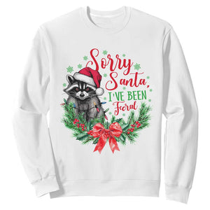 Funny Christmas Sweatshirt Sorry Santa I've Been Feral Raccoon TS09 White Print Your Wear