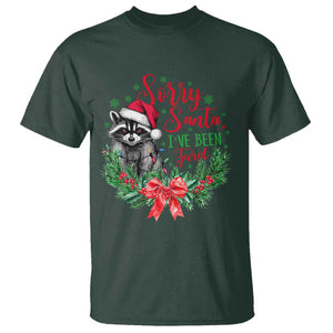 Funny Christmas T Shirt Sorry Santa I've Been Feral Raccoon TS09 Dark Forest Green Print Your Wear