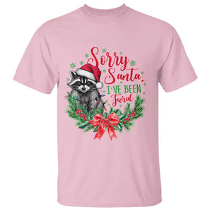 Funny Christmas T Shirt Sorry Santa I've Been Feral Raccoon TS09 Light Pink Print Your Wear