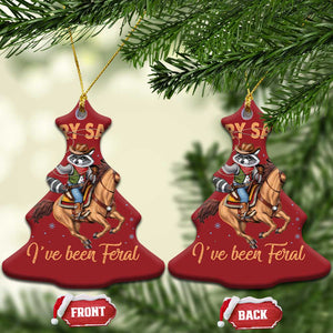 Funny Xmas Raccoon Christmas Ornament Sorry Santa I've Been Feral Cowboy TS09 Christmas Tree Red Print Your Wear