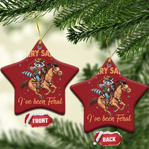 Funny Xmas Raccoon Christmas Ornament Sorry Santa I've Been Feral Cowboy TS09 Star Red Print Your Wear