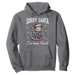 Funny Christmas Opossum Hoodie Sorry Santa I've Been Feral TS09 Charcoal Print Your Wear