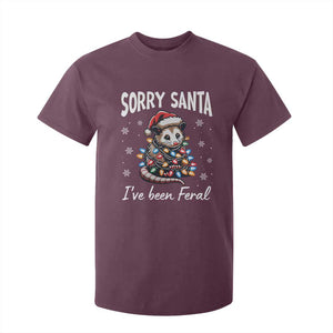 Funny Christmas Opossum T Shirt For Kid Sorry Santa I've Been Feral TS09 Maroon Print Your Wear