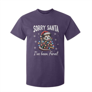 Funny Christmas Opossum T Shirt For Kid Sorry Santa I've Been Feral TS09 Purple Print Your Wear