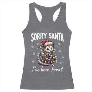 Funny Christmas Opossum Racerback Tank Top Sorry Santa I've Been Feral TS09 Charcoal Print Your Wear