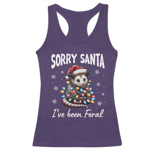 Funny Christmas Opossum Racerback Tank Top Sorry Santa I've Been Feral TS09 Purple Print Your Wear