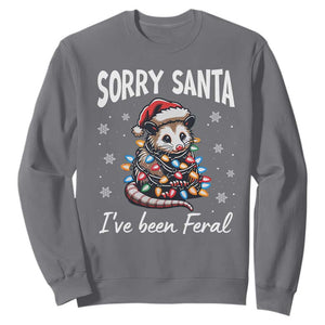 Funny Christmas Opossum Sweatshirt Sorry Santa I've Been Feral TS09 Charcoal Print Your Wear