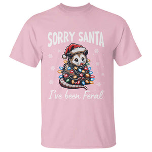 Funny Christmas Opossum T Shirt Sorry Santa I've Been Feral TS09 Light Pink Print Your Wear