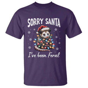 Funny Christmas Opossum T Shirt Sorry Santa I've Been Feral TS09 Purple Print Your Wear