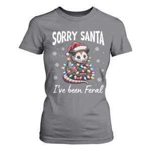 Funny Christmas Opossum T Shirt For Women Sorry Santa I've Been Feral TS09 Charcoal Print Your Wear