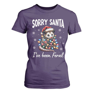 Funny Christmas Opossum T Shirt For Women Sorry Santa I've Been Feral TS09 Purple Print Your Wear