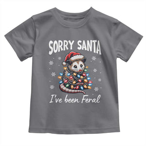 Funny Christmas Opossum Toddler T Shirt Sorry Santa I've Been Feral TS09 Charcoal Print Your Wear