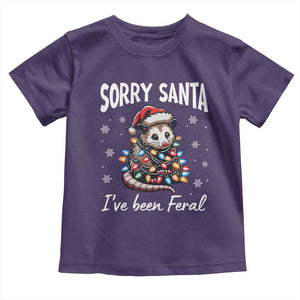 Funny Christmas Opossum Toddler T Shirt Sorry Santa I've Been Feral TS09 Purple Print Your Wear