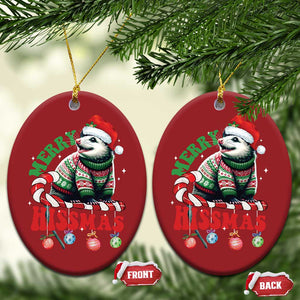 Funny Xmas Opossum Christmas Ornament Merry Hissmass TS09 Oval Red Print Your Wear