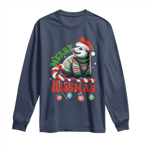 Funny Christmas Opossum Long Sleeve Shirt Merry Hissmass TS09 Navy Print Your Wear