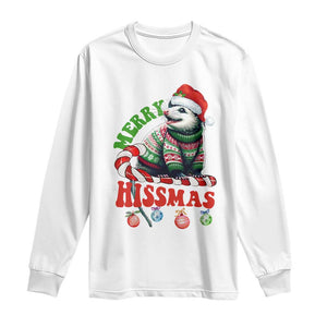 Funny Christmas Opossum Long Sleeve Shirt Merry Hissmass TS09 White Print Your Wear