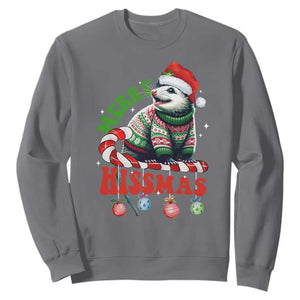 Funny Christmas Opossum Sweatshirt Merry Hissmass TS09 Charcoal Print Your Wear