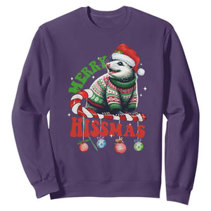 Funny Christmas Opossum Sweatshirt Merry Hissmass TS09 Purple Print Your Wear