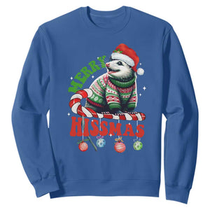 Funny Christmas Opossum Sweatshirt Merry Hissmass TS09 Royal Blue Print Your Wear