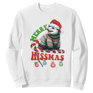 Funny Christmas Opossum Sweatshirt Merry Hissmass TS09 White Print Your Wear