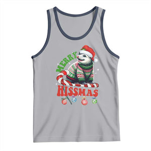 Funny Christmas Opossum Tank Top Merry Hissmass TS09 Athletic Heather Navy Print Your Wear