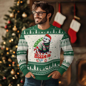 Funny Xmas Opossum Ugly Christmas Sweater Merry Hissmass TS09 Green Print Your Wear