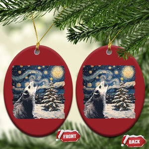 Christmas Starry Night Opossum Christmas Ornament TS09 Oval Red Print Your Wear